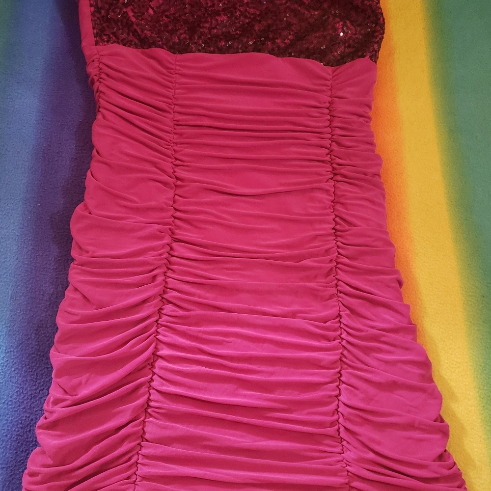 Pink Strapless Sequin Mini Dress